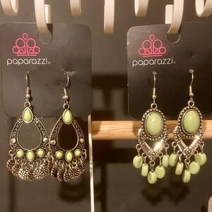 Lot of 10 Paparazzi Earrings Silver & Green Tone Fashion Jewelry Bulk Set (4)